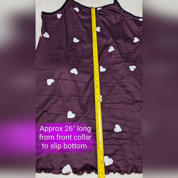 BNWT ladies size L (8/10) slip nightie, deep purple with little heart design - Picture 7 of 16